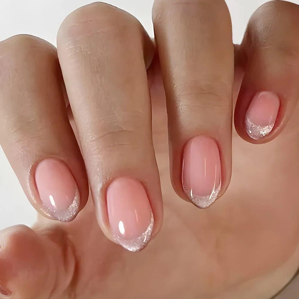 24pcs French Almond Press On Nails