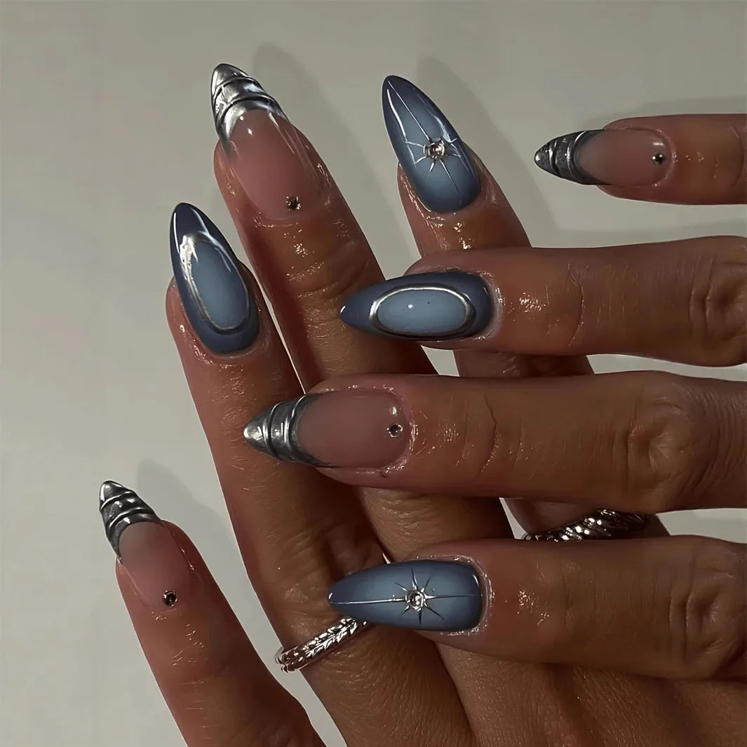 24pcs French Almond Press On Nails