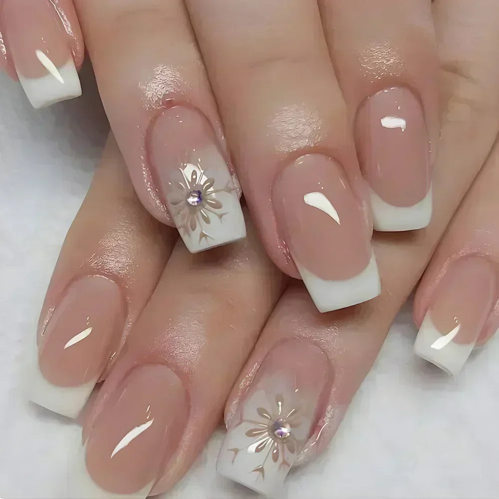 Butterfly Design Long Coffin Press-On Nails