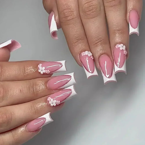 Butterfly Design Long Coffin Press-On Nails-20