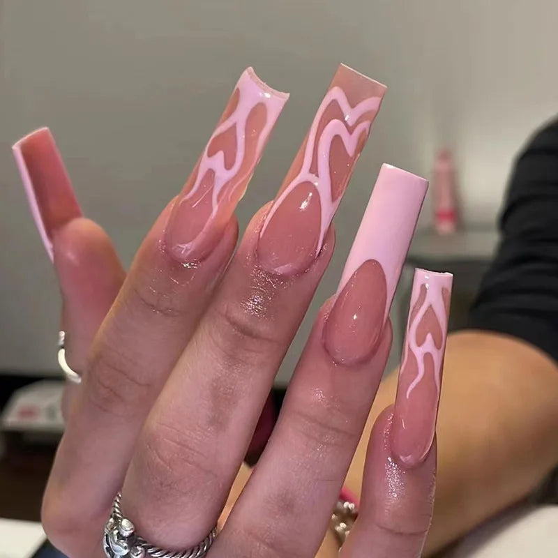 Pink Bow Press on Nails-22