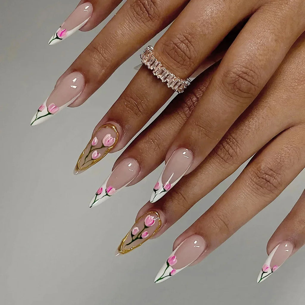 Stylish Almond Ballerina Press-On Nails